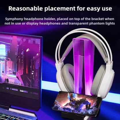 ITLY A12 Rgb-Illuminated Transparent Gaming Headset Stand with LED Display, Phone Holder & Organizer Headphone Stand