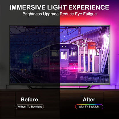 Transform Your Viewing Experience with 13Ft RGB LED Strip Lights for 32-65In TVs - App Controlled, Music Sync, and USB Powered!