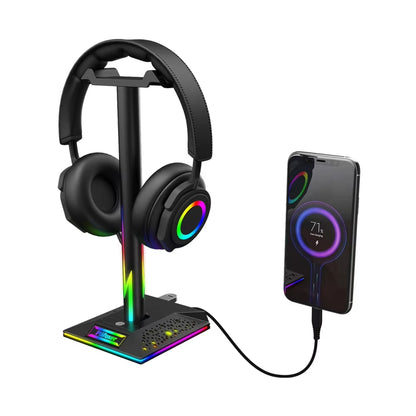 Illuminate Your Gaming Setup with the RGB Game Controller Stand – 10 Stunning Lighting Effects & Dual USB Charging Ports for PS5