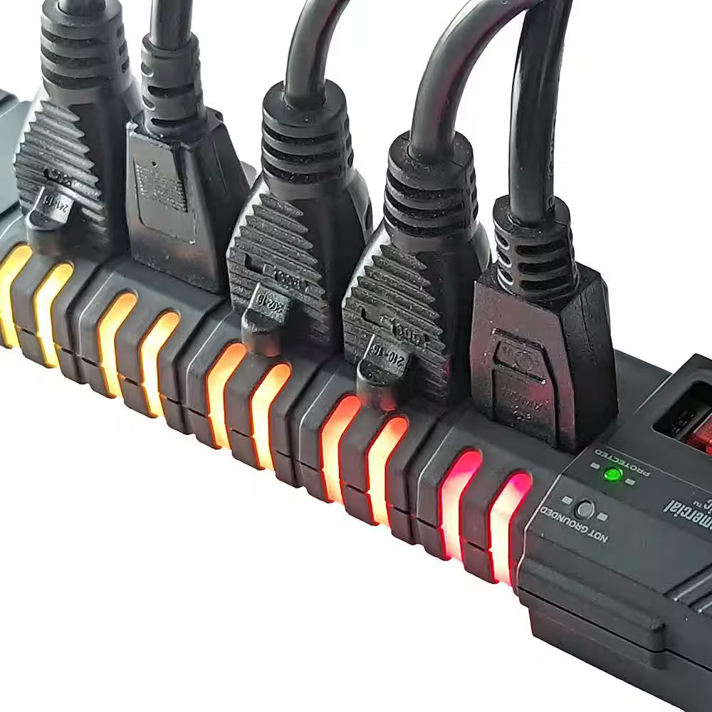 Elevate Your Gaming Setup with the 6 Ft. 6-Outlet RGB Surge Protector - Includes USB-A & USB-C Ports