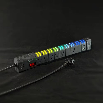 Elevate Your Gaming Setup with the 6 Ft. 6-Outlet RGB Surge Protector - Includes USB-A & USB-C Ports