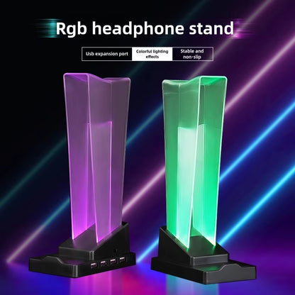 ITLY A12 Rgb-Illuminated Transparent Gaming Headset Stand with LED Display, Phone Holder & Organizer Headphone Stand