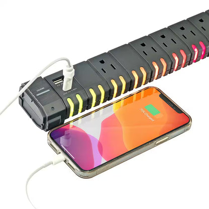 Elevate Your Gaming Setup with the 6 Ft. 6-Outlet RGB Surge Protector - Includes USB-A & USB-C Ports