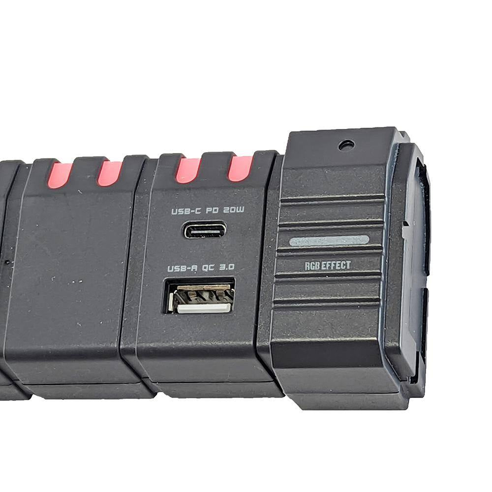 Elevate Your Gaming Setup with the 6 Ft. 6-Outlet RGB Surge Protector - Includes USB-A & USB-C Ports