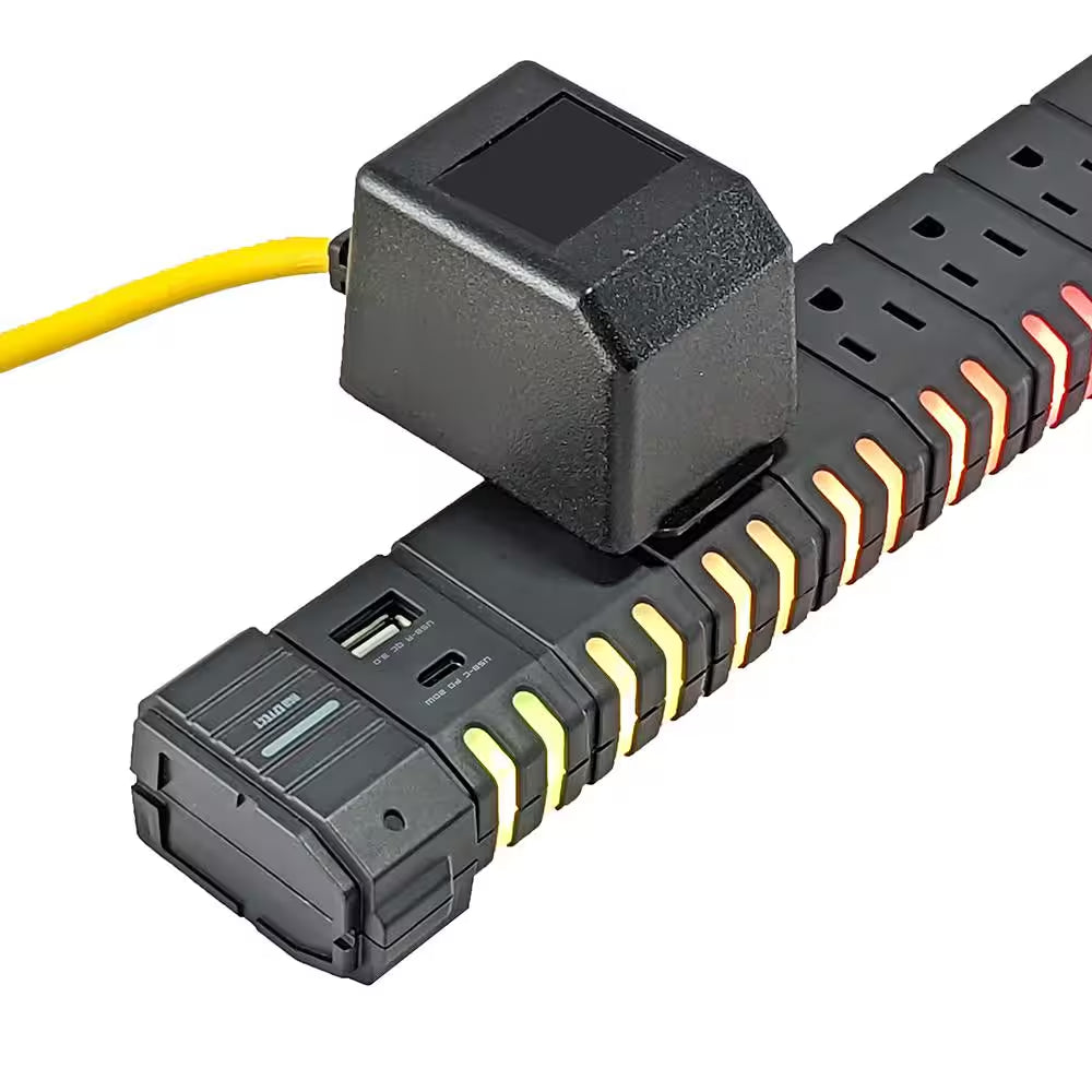 Elevate Your Gaming Setup with the 6 Ft. 6-Outlet RGB Surge Protector - Includes USB-A & USB-C Ports