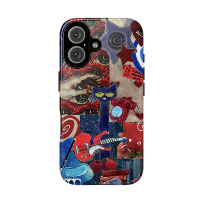 Petee the Cat Tough Phone Case with Trendy Artistic UV Printed Designs Lightweight Slim Shockproof TPU Lining Durable Polycarbonate Shell Protective Casing Cover