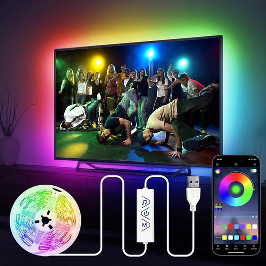 Transform Your Viewing Experience with 13Ft RGB LED Strip Lights for 32-65In TVs - App Controlled, Music Sync, and USB Powered!