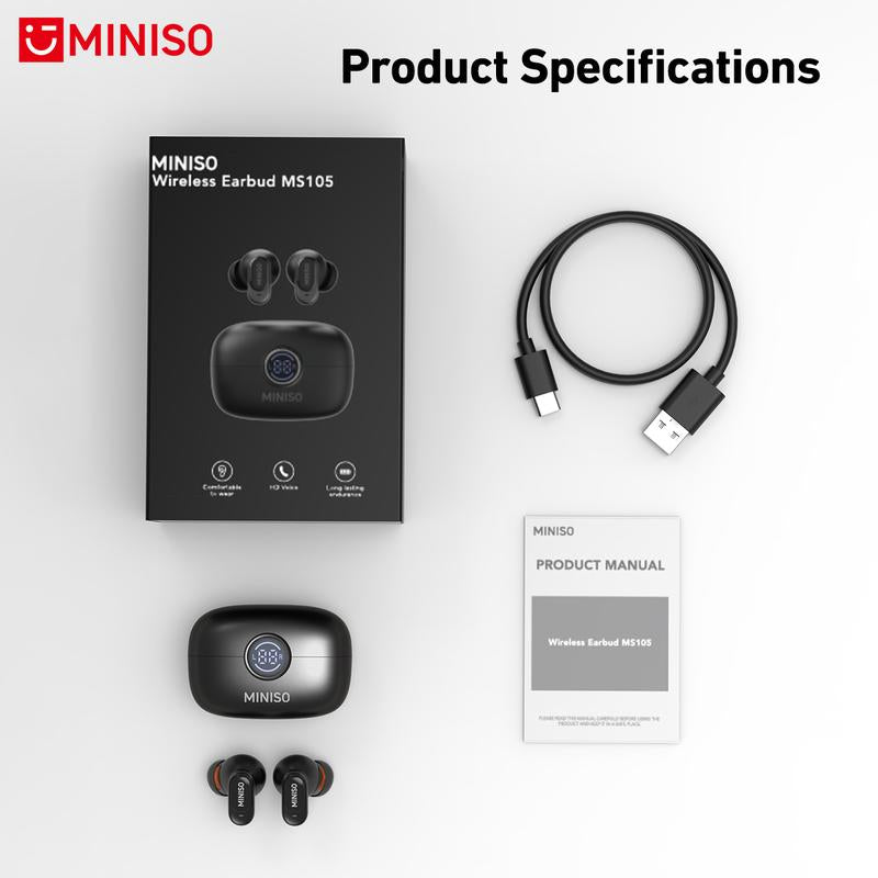 Experience Superior Sound with MINISO MS105 Wireless Bluetooth 6.0 Earbuds - Perfect for Office, Sports, and Gaming!